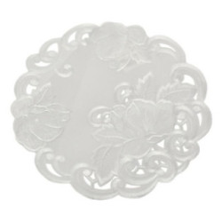 Serwetka haftowana 30cm okrągła biała A534 2